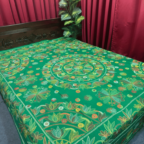 গ্রীন  কালার জামালপুরী নকশি কাঁথা