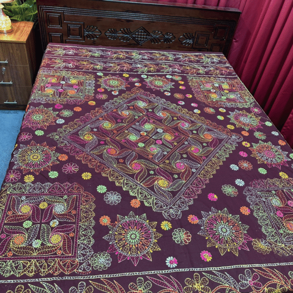 কফি কালার জামালপুরী নকশি কাঁথা