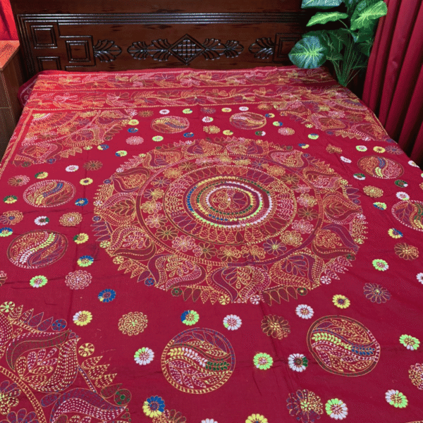 মেরুন কালার জামালপুরী নকশি কাঁথা