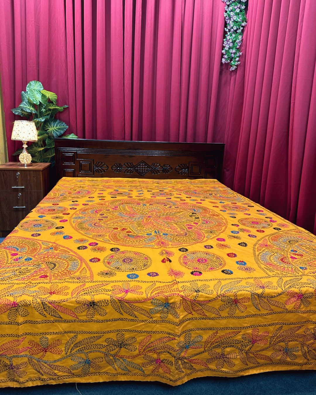 jamalpuri-9 অরেঞ্জ কালার জামালপুরী নকশি কাঁথা - Image 1