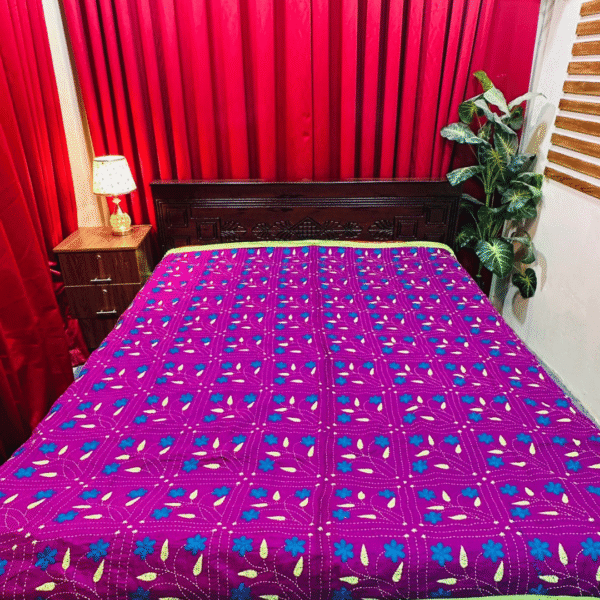 পার্পেল কালার গাছফুল নকশি কাঁথা