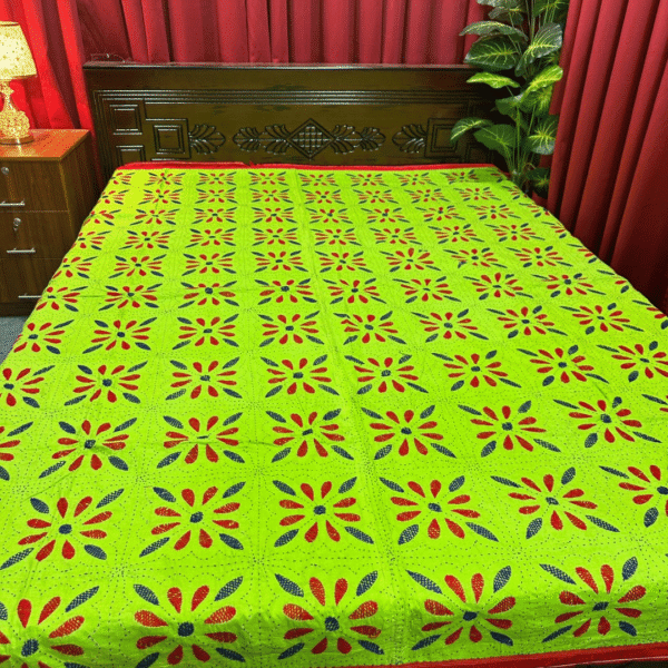 লেমন কালার নয়নমণি নকশি কাঁথা