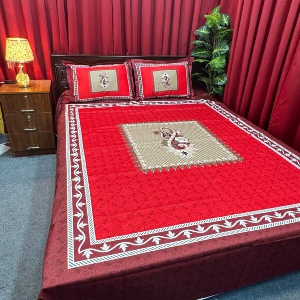 King Size Full Panel Bedsheet With Pillow Cover Chador Set 7.5×8.5 Feet Full Cotton Fabrices- Bed Sheet – bed sheet home tex