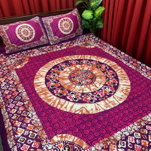 King Size Full Panel Bedsheet With Pillow Cover Chador Set 7.5×8.5 Feet Full Cotton Fabrices- Bed Sheet – bed sheet home tex
