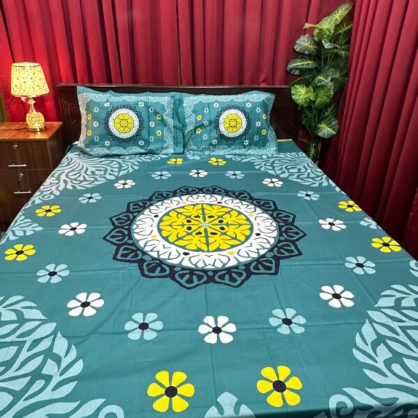 King Size Full Panel Bedsheet With Pillow Cover Chador Set 7.5×8.5 Feet Full Cotton Fabrices- Bed Sheet – bed sheet home tex