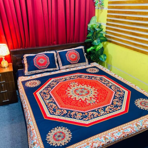 King Size Full Panel Bedsheet With Pillow Cover Chador Set 7.5×8.5 Feet Full Cotton Fabrices- Bed Sheet – bed sheet home tex