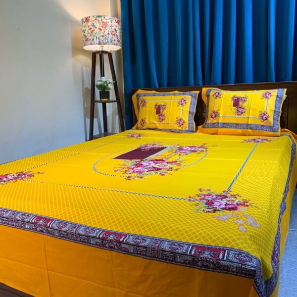 King Size Full Panel Bedsheet With Pillow Cover Chador Set 7.5×8.5 Feet Full Cotton Fabrices- Bed Sheet – bed sheet home tex