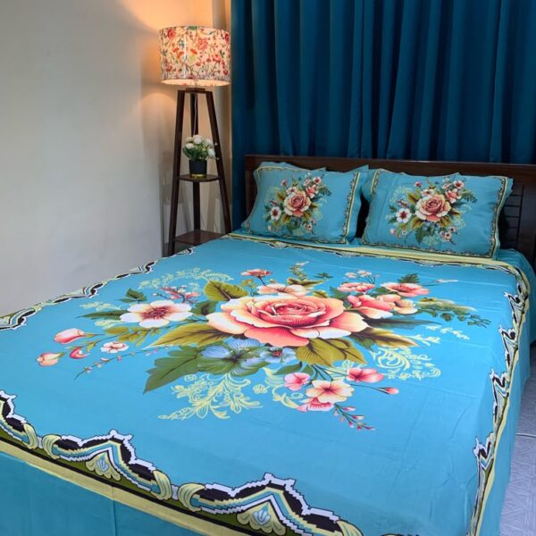 King Size Full Panel Bedsheet With Pillow Cover Chador Set 7.5×8.5 Feet Full Cotton Fabrices- Bed Sheet – bed sheet home tex